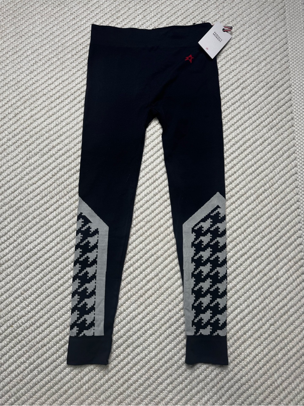 Perfect Moment Houndstooth Base Layer Thermal Pant Black White Medium NWT